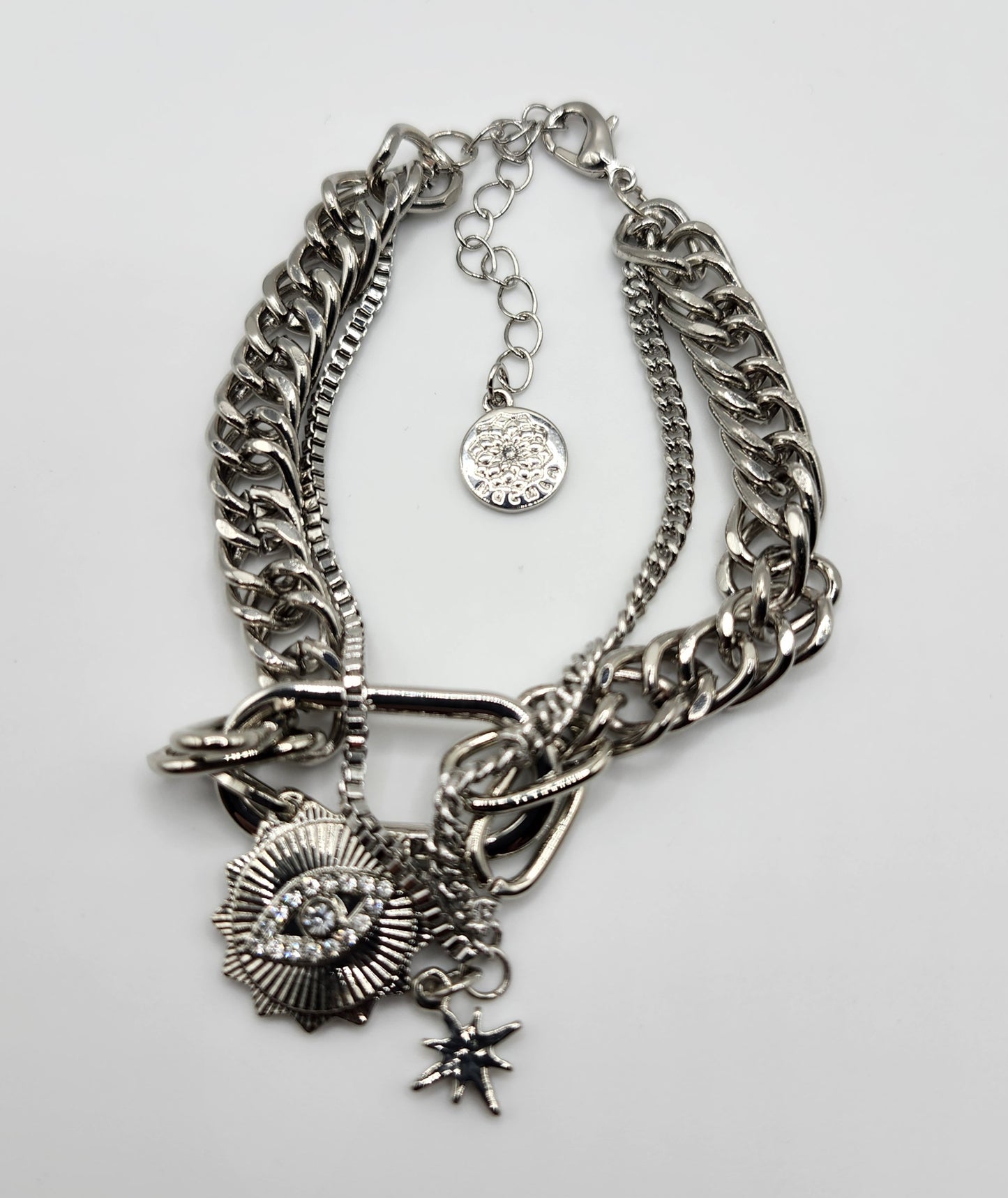 Jewelry - Bracelet Rhodium plated double strand 19 cm