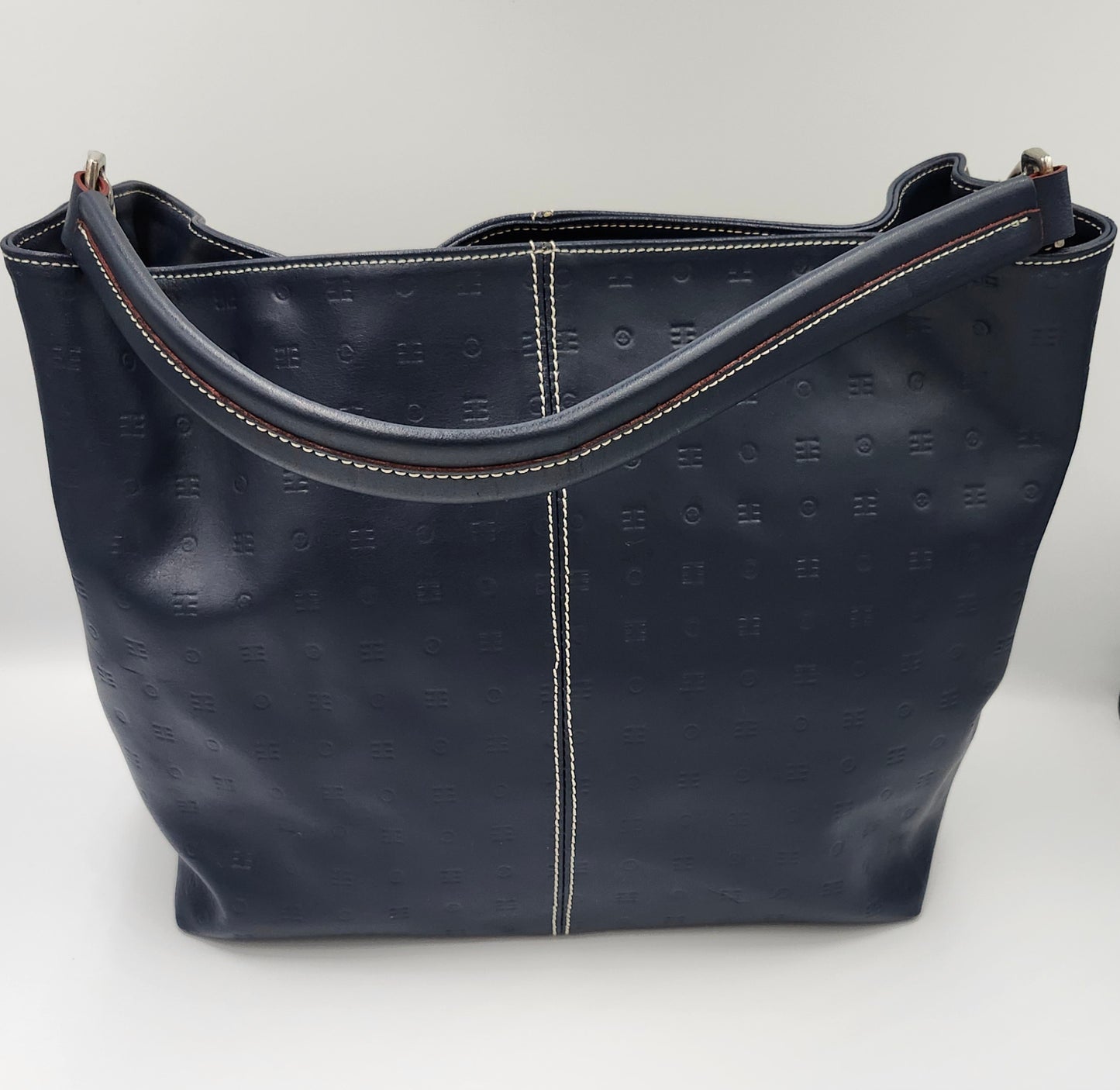 Arcadia Italian Patent Leather Shoulder Bag in Navy Blue