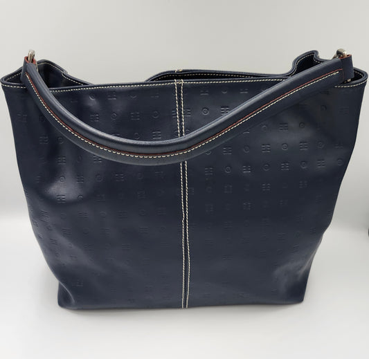 Arcadia Italian Patent Leather Shoulder Bag in Navy Blue