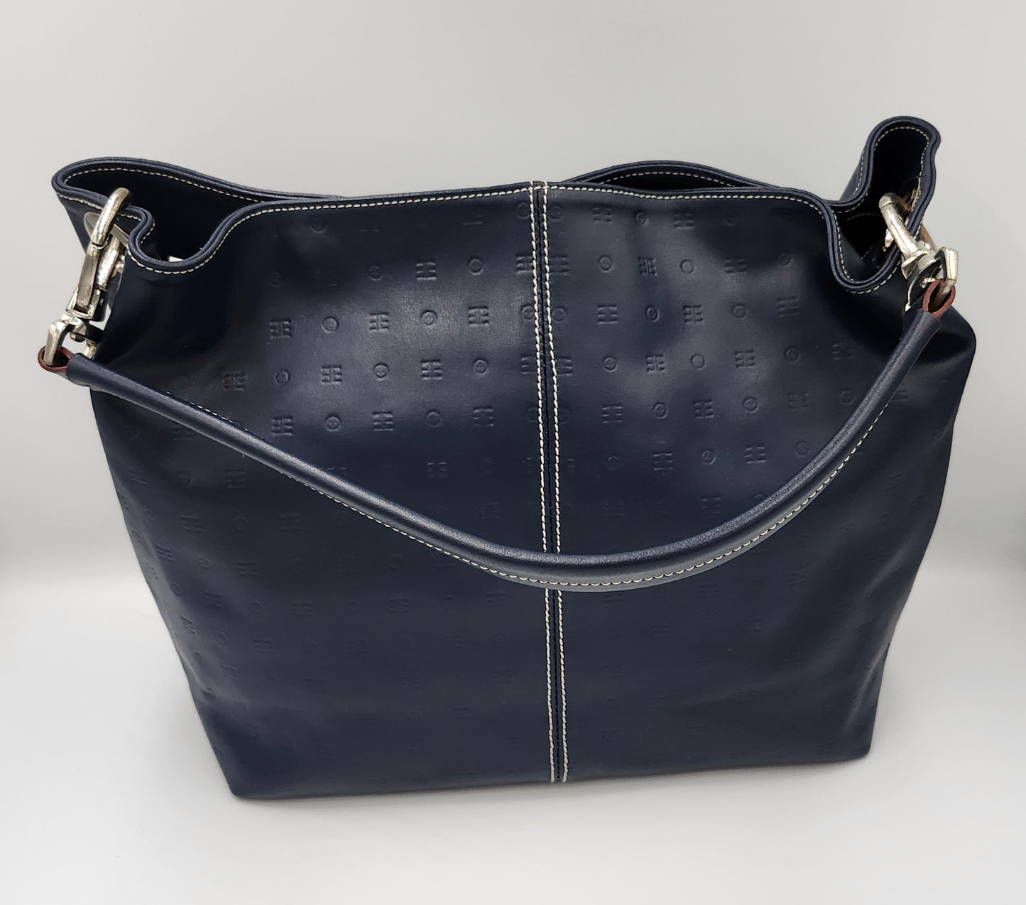 Arcadia Italian Patent Leather Shoulder Bag in Navy Blue