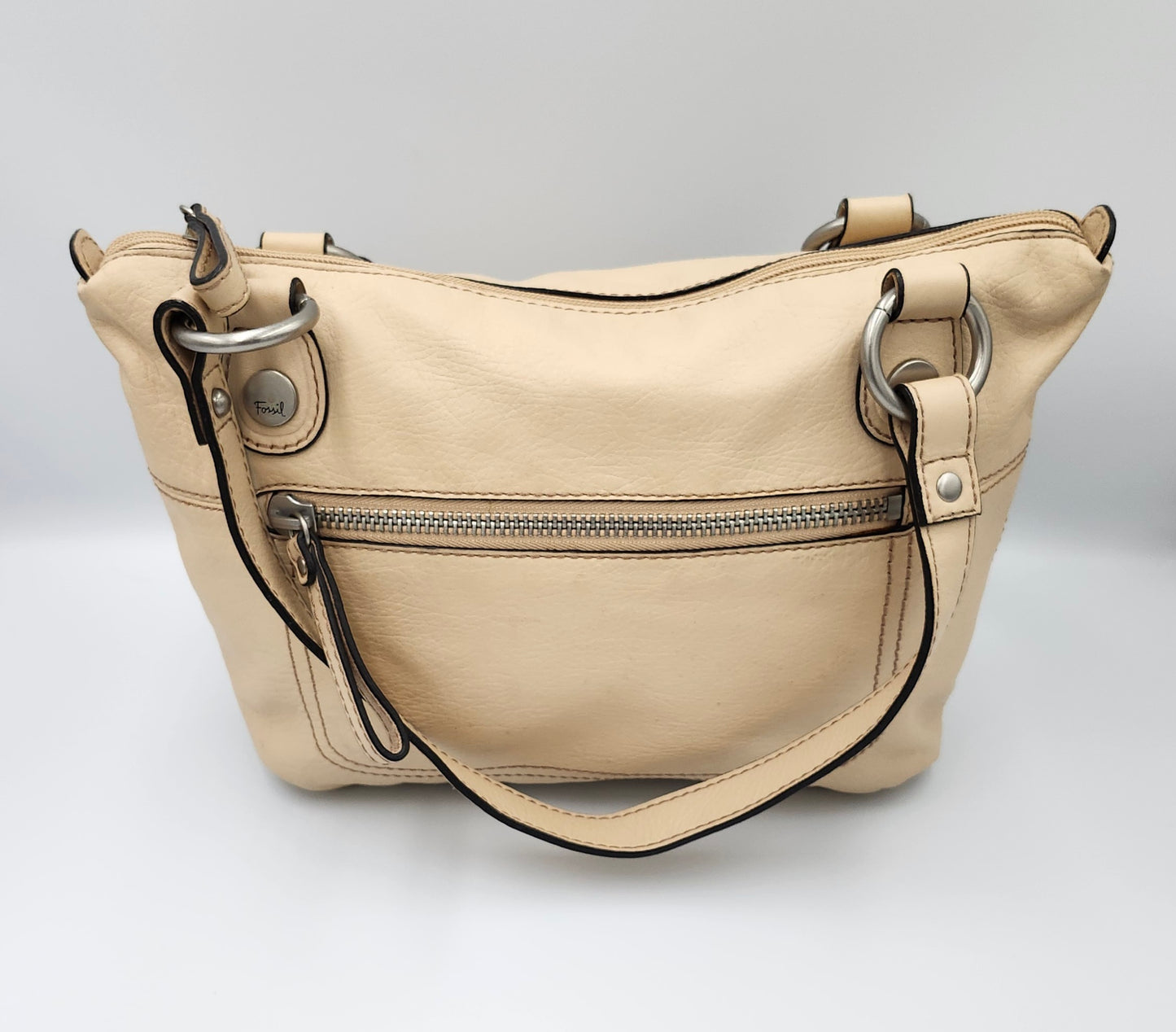 Fossil Leather Beige Bag