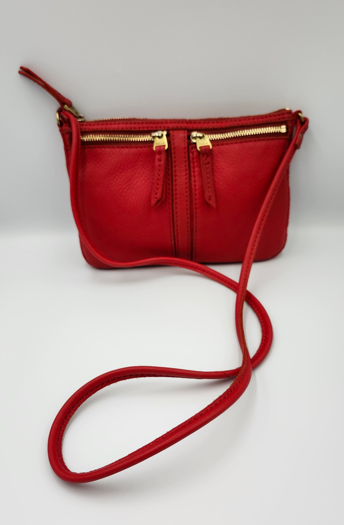 Fossil Red Leather Crossbody Bag