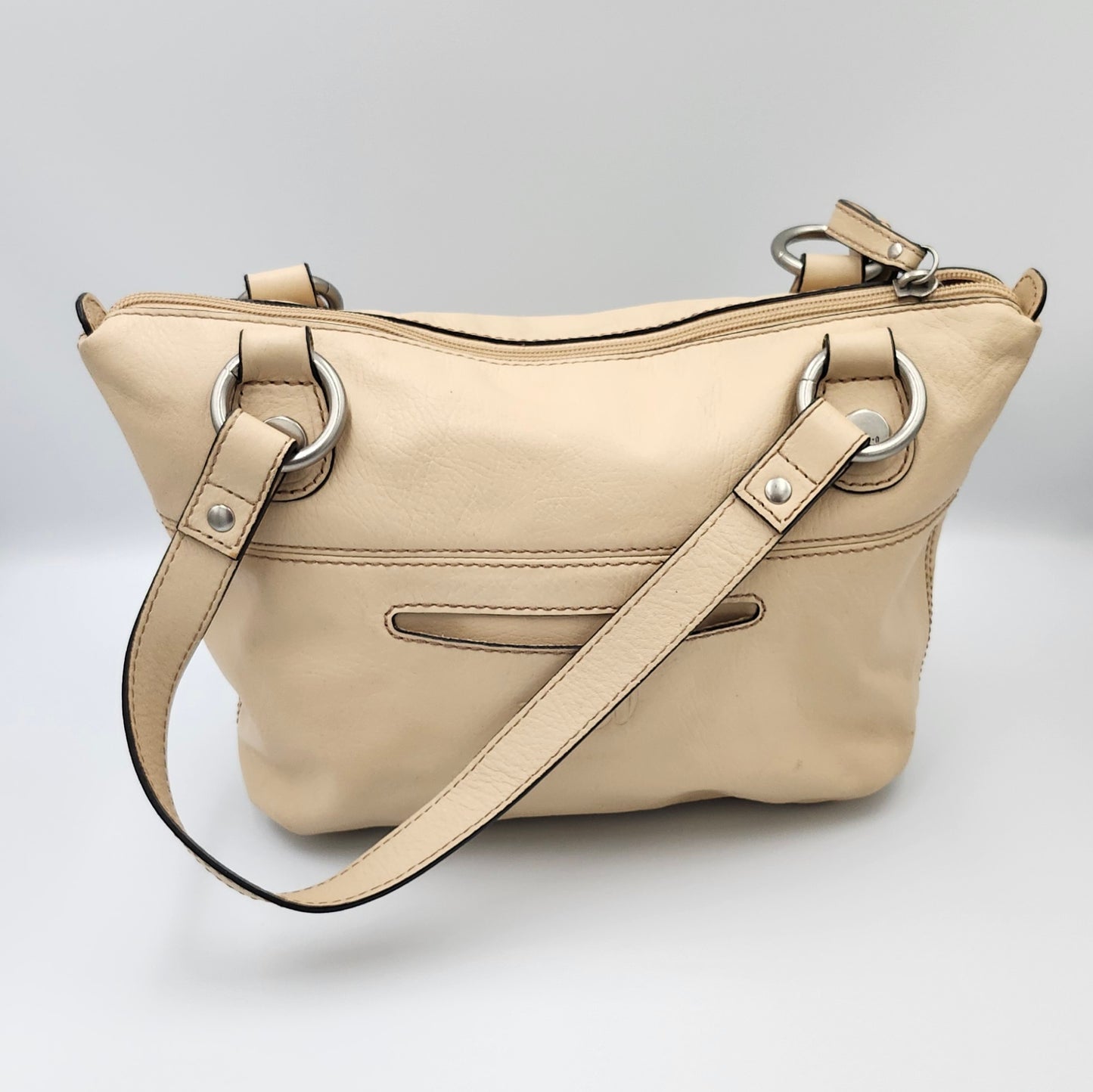 Fossil Leather Beige Bag