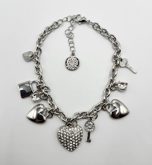 Jewelry - Bracelet Rhodium plated with charms 19 cm