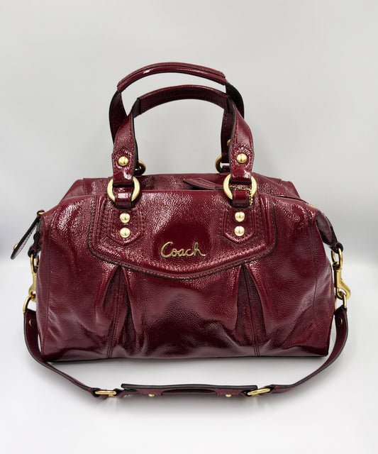 Coach Bag Burgundy Patent Leather