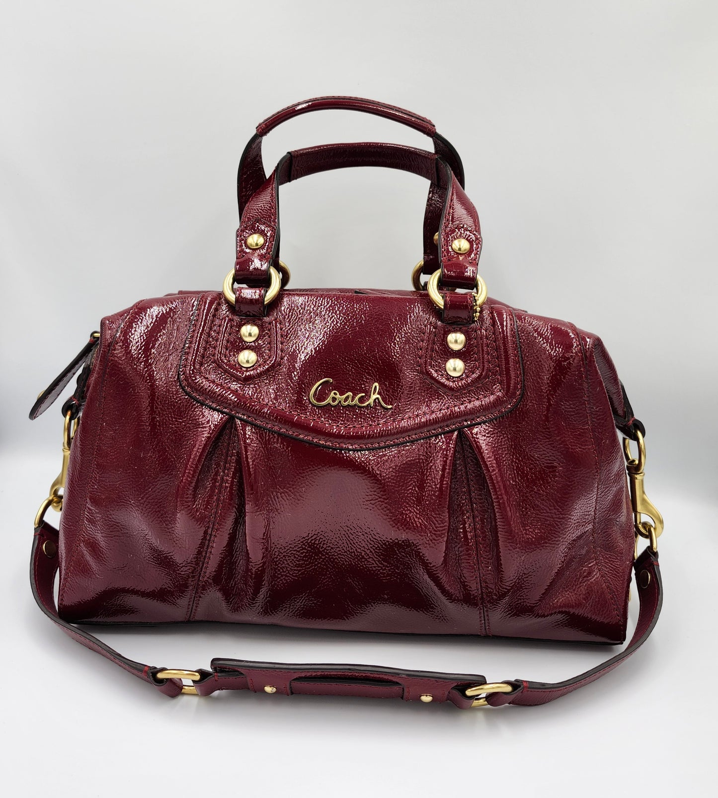 Coach Bag Burgundy Patent Leather