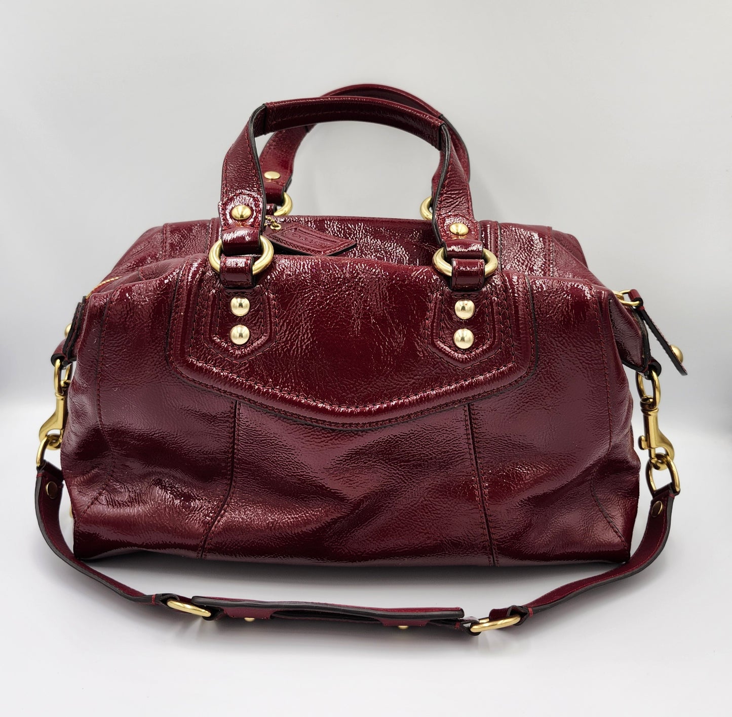 Coach Bag Burgundy Patent Leather