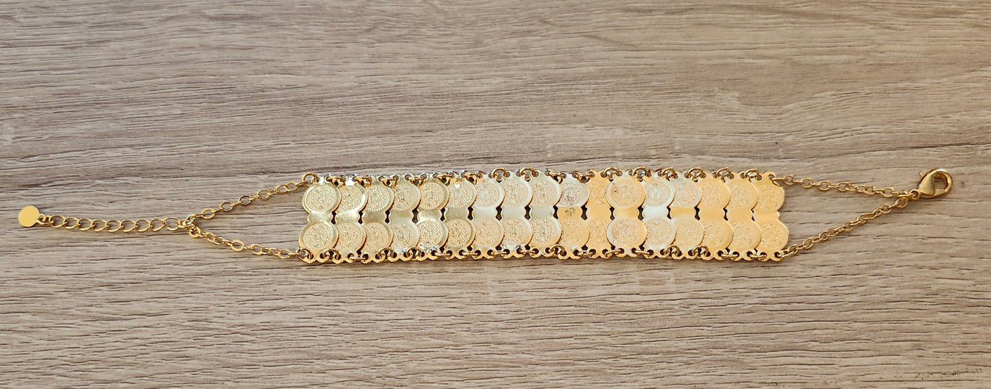 Jewelry - Bracelet 24k gold plated 2 rows mini coins