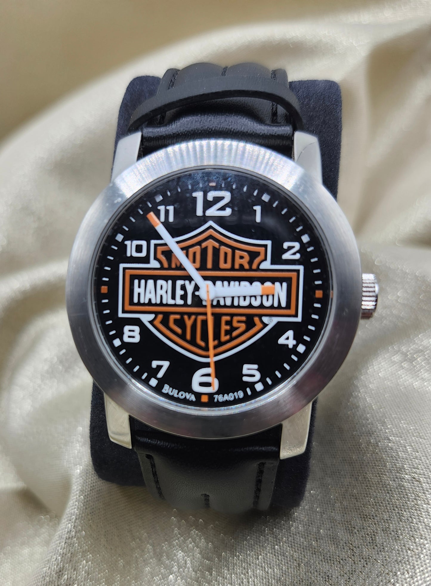 Men-Harley Davidson Water Resistant Bulova Men's Wristwatch - Leather band