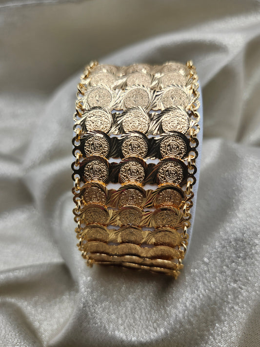 Jewelry - Bracelet 24k gold plated 3 rows mini coins